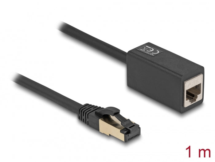 Delock Netzwerk Verlängerungskabel RJ45 Stecker zu RJ45 Buchse Cat.8.1 S/FTP 1 m schwarz