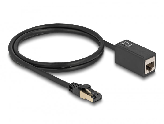 Delock Netzwerk Verlängerungskabel RJ45 Stecker zu RJ45 Buchse Cat.8.1 S/FTP 1 m schwarz