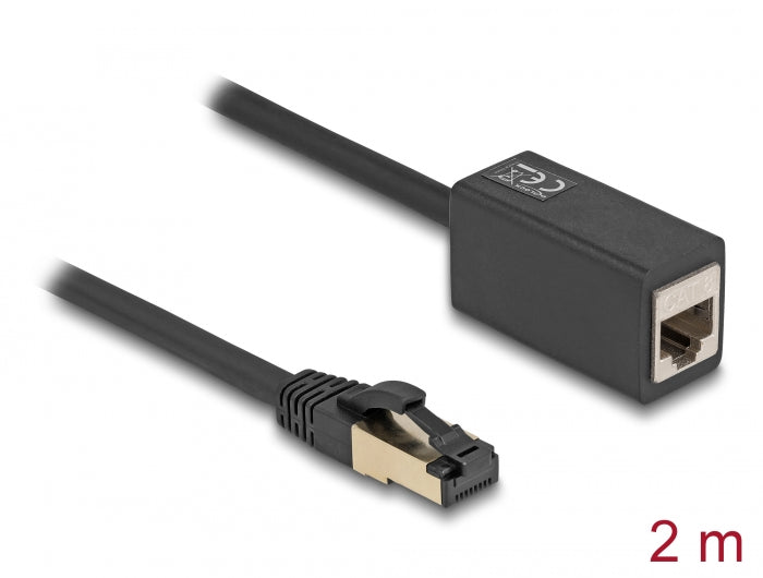 Delock Netzwerk Verlängerungskabel RJ45 Stecker zu RJ45 Buchse Cat.8.1 S/FTP 2 m schwarz