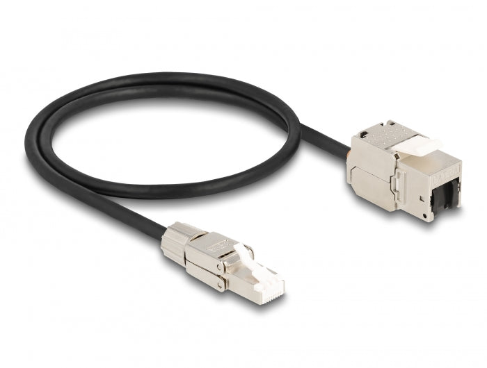 Delock Kabel RJ45 Stecker feldkonfektionierbar zu Keystone Modul RJ45 Buchse Cat.6A 50 cm