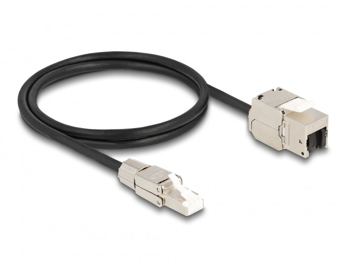 Delock Kabel RJ45 Stecker feldkonfektionierbar zu Keystone Modul RJ45 Buchse Cat.6A 1 m