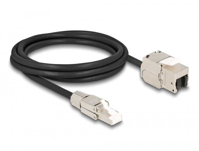 Delock Kabel RJ45 Stecker feldkonfektionierbar zu Keystone Modul RJ45 Buchse Cat.6A 2 m