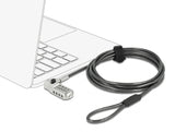 Navilock Notebook Sicherungskabel mit 3 Verriegelungsköpfen und Zahlenschloss für Kensington, Noble Wedge und Nano Slot und Zahlenschloss