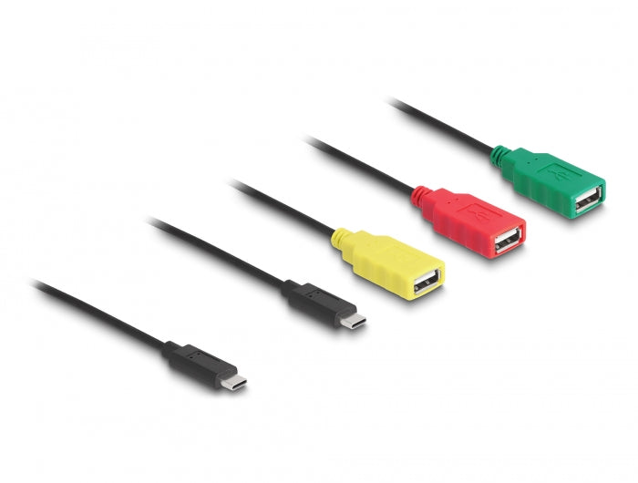 Delock 4 Port USB 2.0 Kabel-Hub mit USB Type-C™ zu 3 x USB-A Buchse + 1 x USB-C™ Stecker