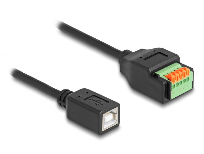 Delock USB 2.0 Kabel Typ-B Buchse zu Terminalblock Adapter mit Drucktaster 15 cm