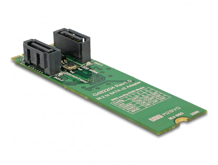 Delock Konverter M.2 Key B+M Stecker > 2 x SATA 7 Pin Stecker mit RAID