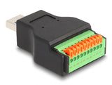 Delock USB 3.2 Gen 1 Typ-A Stecker zu Terminalblock Adapter mit Drucktaster