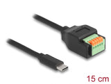Delock USB 2.0 Kabel USB Type-C™ Stecker zu Terminalblock Adapter mit Drucktaster 15 cm