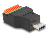 Delock USB 3.2 Gen 1 Typ-A Stecker zu Terminalblock Adapter mit Drucktaster