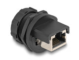 Delock RJ45 Cat.6A Kupplung mit Verschlusskappe zum Einbau IP67 staub- und wasserdicht
