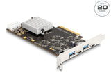Delock PCI Express x8 Karte mit 2 x USB 20 Gbps USB Type-C™ Buchse und 2 x USB 10 Gbps Typ-A Buchse - Quad Channel