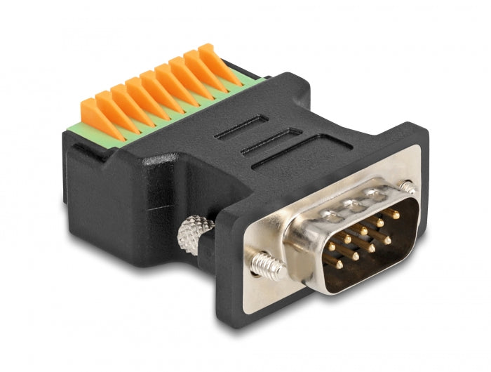 Delock D-Sub 9 Stecker zu Terminalblock Adapter mit Drucktaster