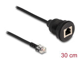 Delock Kabel RJ12 Stecker zu RJ12 Buchse zum Einbau 30 cm schwarz