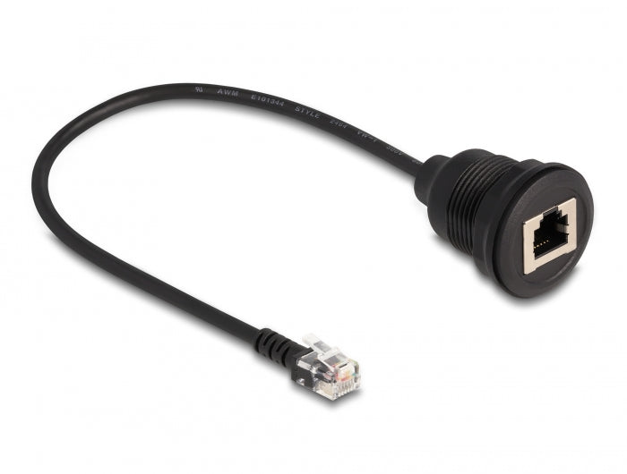 Delock Kabel RJ12 Stecker zu RJ12 Buchse zum Einbau 30 cm schwarz