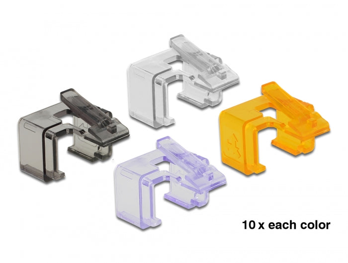 Delock RJ45 Reparatur Clip 40 Stück Set 2 (transparent, schwarz, violett, orange)