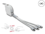 Delock USB Type-C™ 3 in 1 Aufrollladekabel für Lightning™ / Micro USB / USB Type-C™ weiß