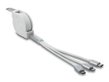 Delock USB Type-C™ 3 in 1 Aufrollladekabel für Lightning™ / Micro USB / USB Type-C™ weiß