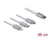 Delock USB Type-C™ 3 in 1 Aufrollladekabel für Lightning™ / Micro USB / USB Type-C™ weiß