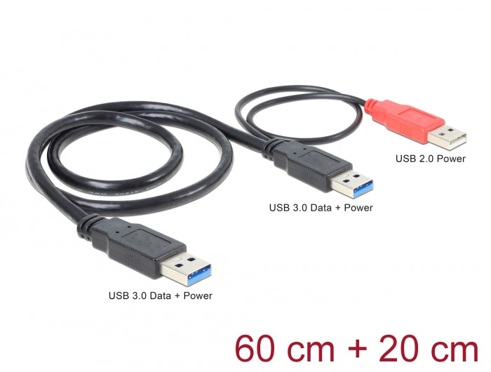Delock USB 5 Gbps Kabel Typ-A Stecker + USB Typ-A Stecker zu USB 5 Gbps Typ-A Stecker 60 cm