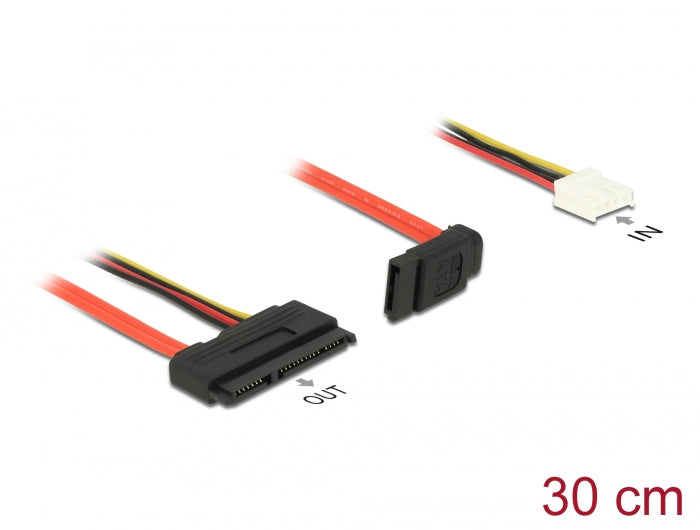 Delock Kabel SATA 6 Gb/s 7 Pin Buchse + Floppy 4 Pin Strom Buchse (5 V + 12 V) > SATA 22 Pin Buchse gerade 30 cm