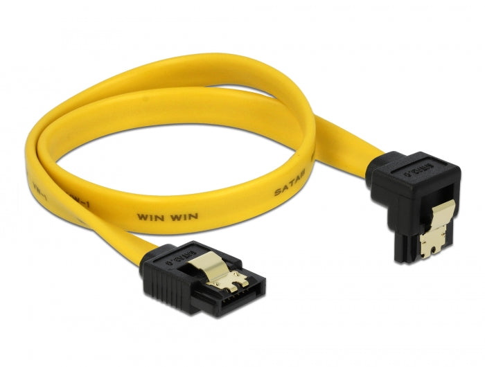 Delock SATA 3 Gb/s Kabel gerade auf unten gewinkelt 30 cm gelb