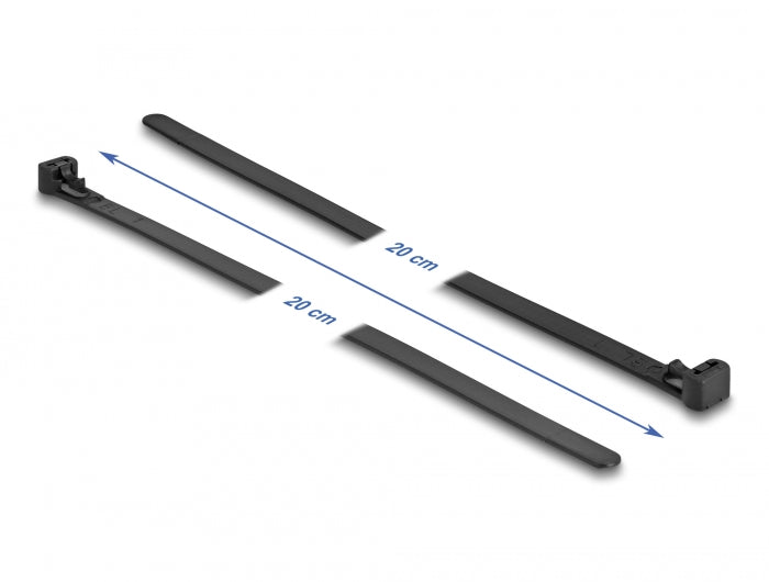 Delock Kabelbinder wiederverwendbar hitzebeständig L 200 x B 7,5 mm 100 Stück schwarz