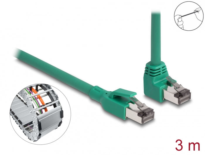 Delock RJ45 Netzwerkkabel PROFINET SF/UTP 90° gewinkelt 3 m grün