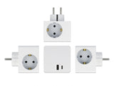 Delock Steckdosenwürfel 3-fach mit Kindersicherung und USB PD 3.0 Ladegerät 20 W weiß