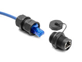 Delock RJ45 Cat.6A Kupplung mit Verschlusskappe IP67 staub- und wasserdicht