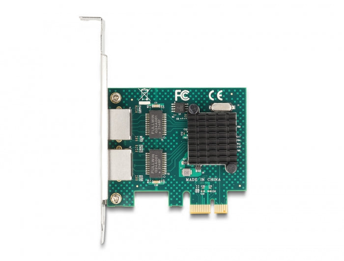 Delock PCI Express x1 Netzwerkkarte Gigabit LAN 2 x RJ45 BCM
