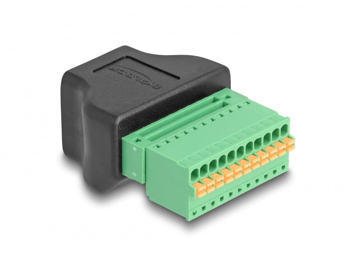 Delock RJ50 Buchse zu Terminalblock Adapter mit Drucktaster