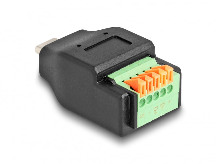 Delock USB Type-C™ 2.0 Stecker zu Terminalblock Adapter mit Drucktaster