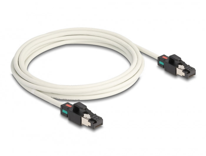 Delock Netzwerkkabel RJ45 Stecker zu Stecker Cat.6A S/FTP mit drehbarer Farbmarkierung 3 m weiß