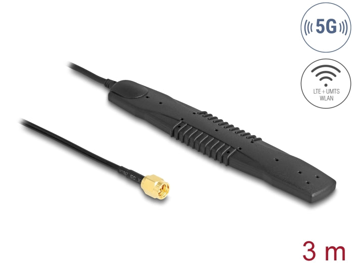 Delock 5G LTE, WLAN Antenne SMA Stecker 2,5 dBi omnidirektional starr schwarz Klebemontage