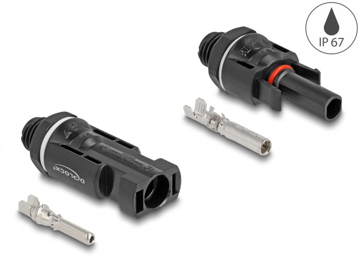 Delock DL4 Solar Konnektoren zum Crimpen, Stecker und Buchse, schwarz 2 Stück