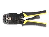 Delock Universelle Crimpzange mit Abisolierer für 10P (RJ50), 8P (RJ45), 6P (RJ12/11), 6P DEC oder 4P Modular Stecker