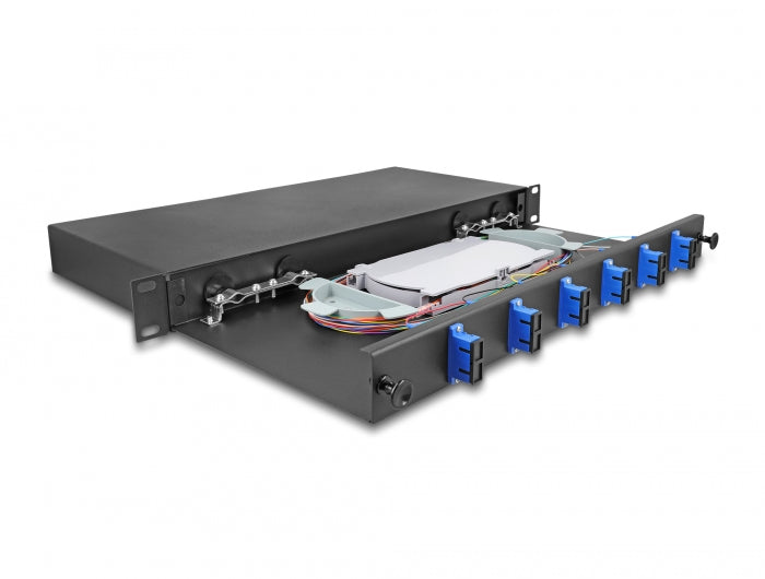 Delock 19″ LWL Spleißbox 6 x SC Duplex OS2 1HE komplett bestückt