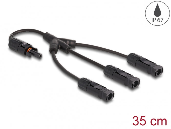 Delock DL4 Solar Splitter Kabel 1 x Buchse zu 3 x Stecker 35 cm schwarz