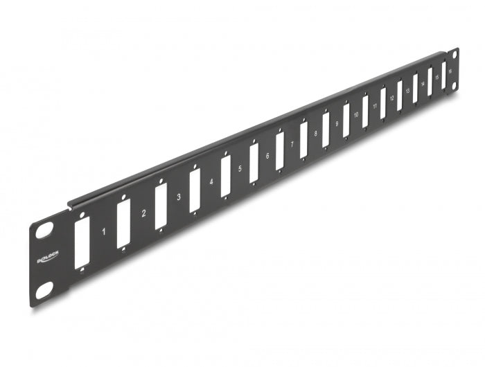 Delock 19″ Panel für Adapter mit Schraubanschluss 16 Port schwarz