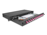 Delock 19″ LWL Spleißbox 12 x LC Duplex OM4 1HE komplett bestückt