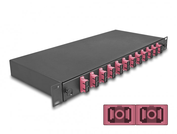 Delock 19″ LWL Spleißbox 12 x SC Duplex OM4 1HE komplett bestückt