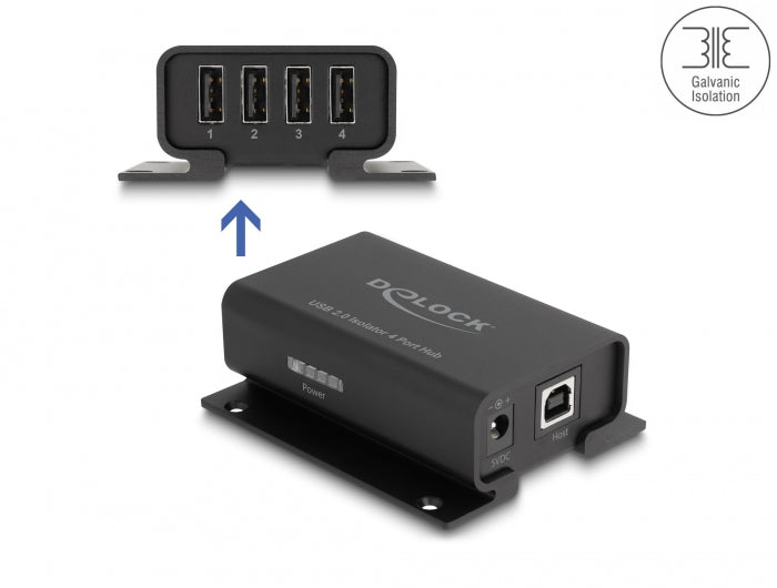 Delock 4 Port USB 2.0 Isolator Hub mit 5 kV Isolation für Datenleitung