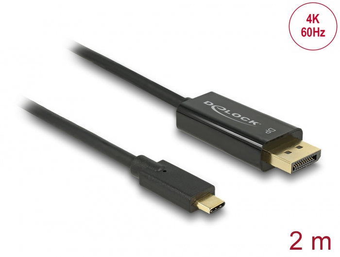 Delock Kabel USB Type-C™ Stecker > DisplayPort Stecker (DP Alt Mode) 4K 60 Hz 2 m schwarz