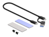 Delock Externes USB Type-C™ Combo Gehäuse für M.2 NVMe PCIe oder SATA SSD - werkzeugfrei