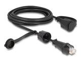 Delock Netzwerkkabel RJ45 Stecker zu RJ45 Stecker Cat.6 STP mit Verschlusskappe Outdoor IP68 staub- und wasserdicht schwarz 3 m