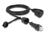 Delock Netzwerkkabel RJ45 Stecker zu RJ45 Stecker Cat.6 STP mit Verschlusskappe Outdoor IP68 staub- und wasserdicht schwarz 2 m