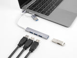 Delock 4 Port Slim USB Hub mit USB Type-C™ oder USB Typ-A zu 3 x USB 2.0 Typ-A Buchse + 1 x USB 5 Gbps Typ-A Buchse