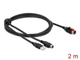 Delock PoweredUSB Kabel Stecker 24 V zu USB Typ-A Stecker + Mini-DIN 3 Pin Stecker 2 m für POS Drucker und Terminals