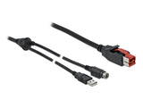 Delock PoweredUSB Kabel Stecker 24 V zu USB Typ-A Stecker + Mini-DIN 3 Pin Stecker 2 m für POS Drucker und Terminals