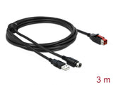 Delock PoweredUSB Kabel Stecker 24 V zu USB Typ-A Stecker + Mini-DIN 3 Pin Stecker 3 m für POS Drucker und Terminals